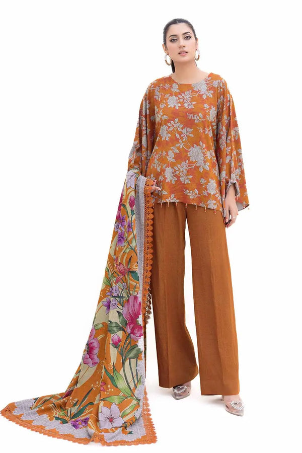 3 Piece Unstitched Printed Dhanak Suit