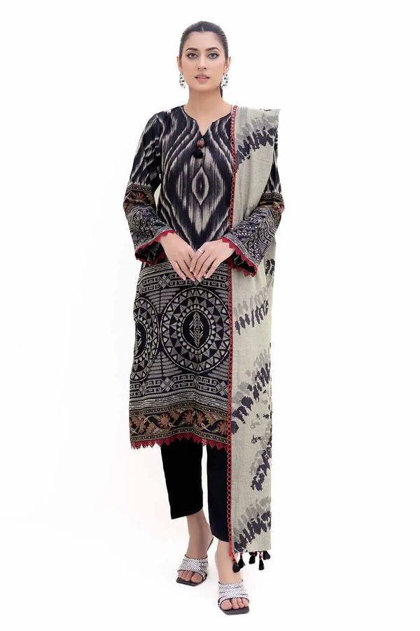 3 Piece Unstitched Printed Dhanak Suit