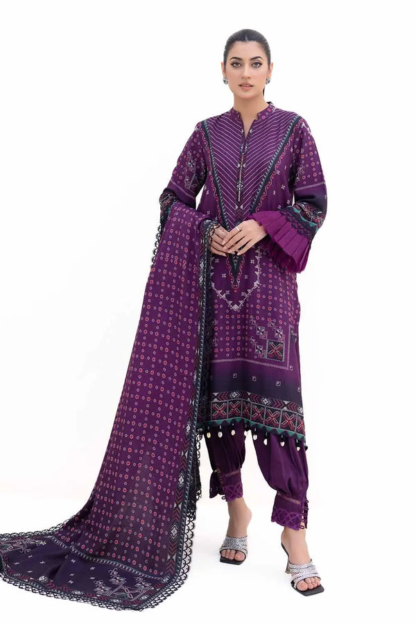 3 Piece Unstitched Printed Dhanak Suit