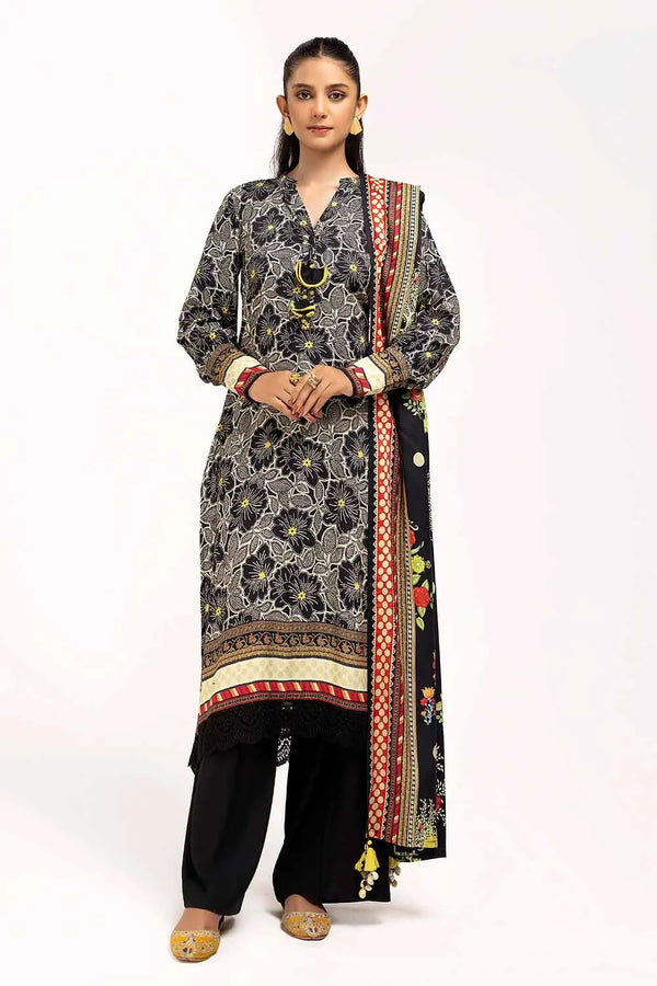 3 Piece Unstitched Printed Linen Suit