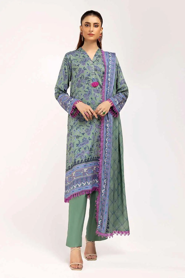 3 Piece Unstitched Printed Linen Suit