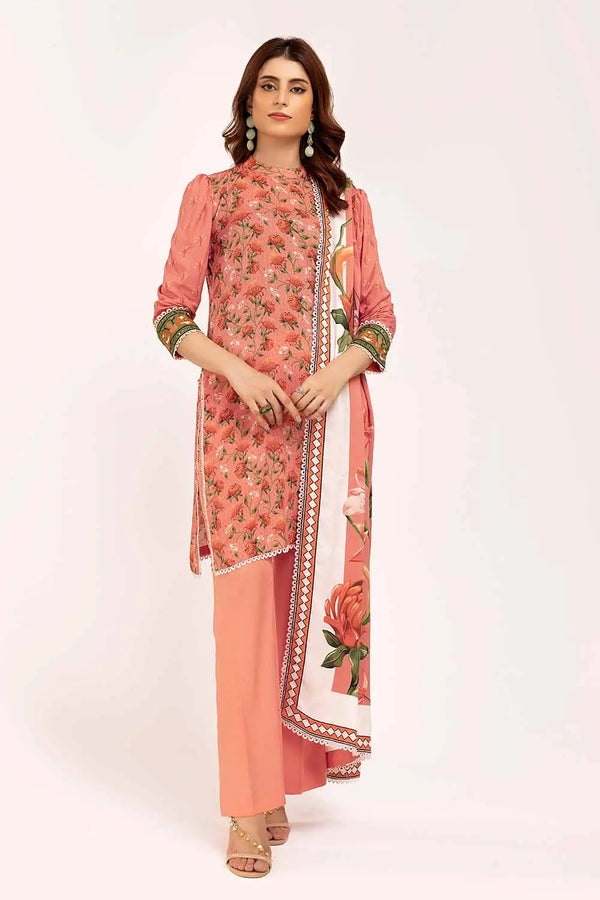 3 Piece Unstitched Printed Linen Suit